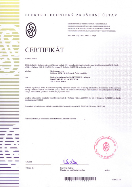 Certifikát Biostimul BS102